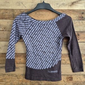 MNG Mango Scoop Neck Top Sz XS Brown 3/4 Sleeve International Countries Y2k